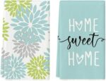 Artoid Mode Blue Home Sweet Home Boho Kitchen Towels Dish Towels, 18x26 Inch Spring Decoration Hand Towels Set of 2