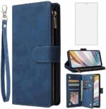 Asuwish Compatible with Nokia G60 Wallet Case and Tempered Glass Screen Protector Leather Flip Cover Card Holder Stand Cell Accessories Shockproof Soft Phone Cases for NokiaG60 G 60 60G 5G Women Blue
