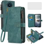 Asuwish Phone Case for Nokia X100 5G Wallet Cover and Tempered Glass Screen Protector Leather Flip Credit Card Holder Stand Lanyard Rugged Cell Accessories NokiaX100 X 100 100X TA-1399 Women Men Blue