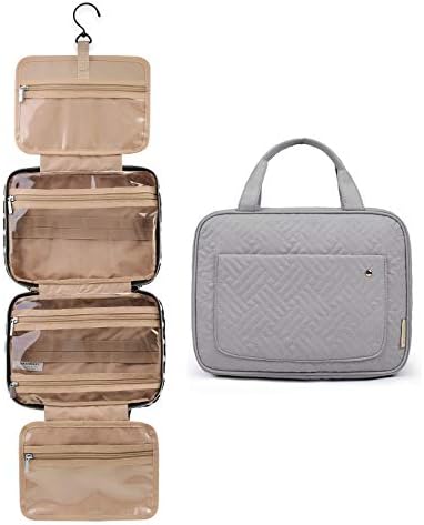 BAGSMART Toiletry Bag Travel Bag with Hanging Hook, Water-resistant Makeup Cosmetic Bag Travel Organizer for Accessories, Shampoo, Full-size Container, Toiletries