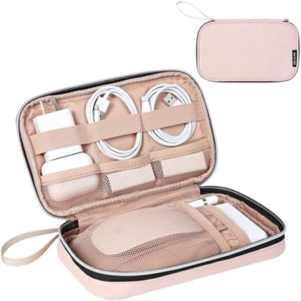 BELALIFE Electronics Organizer Travel Case, Cord Organizer for Daily Travel, Cable Pouch for Cord, Charger, Phone, Earphone, Hard Drive, USB, SD Card and Electronic Accessories, Pink