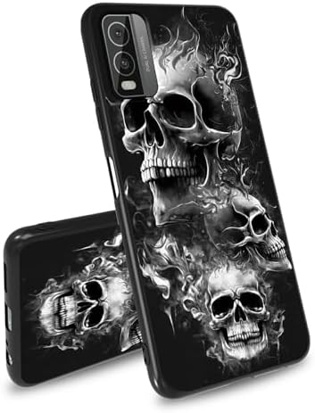 BEOTIWAD for Nokia C210 Phone Case with Skull, Ultra-Thin Soft Black TPU Shockproof Protection Cover for Nokia C210