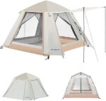 BISINNA Pop Up Camping Tent 2-3 Person Automatic Family Tent Double Layer Waterproof Tent Portable Instant Tent with Large Mesh Windows,Easy Set Up,UPF 30+ UV Protection Sun Shelter