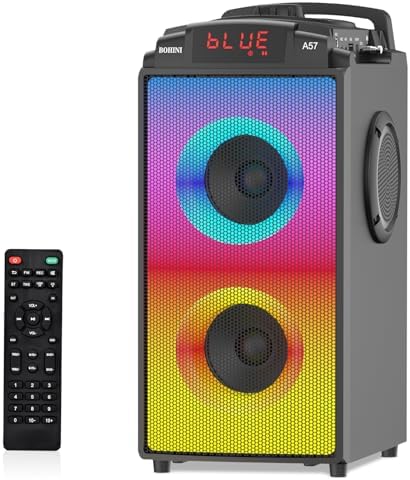 Bluetooth Speaker, 90W Peak Party Portable Speakers Bluetooth Wireless Large Speaker Loud Boombox, Double Subwoofer, Bluetooth 5.0, TWS Paring, Stereo Sound, Deep Bass, Fluid lights/USB Play/AUX/TF/EQ