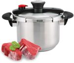 Bogner Pressure cooker made of stainless steel, It has a 6.3qt. capacity and 5 safety systems, Easy to use