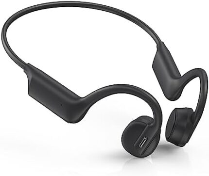 Bone Conduction Headphones, Open Ear Headphones Wireless Bluetooth 5.3 with Mic, IPX5 Waterproof Sweatproof Sport Earphones for Running, Cycling, Workout (Black)