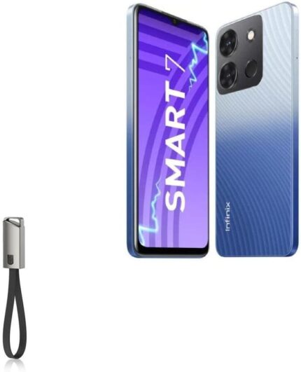 BoxWave Cable Compatible with Infinix Smart 7 - USB Type-C Keychain Charger, Key Ring USB Type-C to Type-A 8 in USB Cable - Jet Black