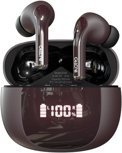 CALCINI Wireless Earbuds, Bluetooth Headphones 5.3 with LED Power Display Charging Case,True Wireless Earphones Deep Bass Stereo Sound TWS Microphone, IP67Waterproof for Sleep Sport Workout Gam