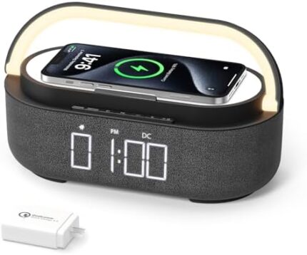 COLSUR 【New for Christmas】 Bluetooth Speaker, FM Radio,Wireless Speaker Charger for iPhone, Dimmable Night Light, Dual Wireless Speakers, 2500mAh Portable Speaker for Office Bedroom Home