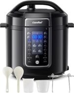 COMFEE’ 9-in-1 Electric Pressure Cooker 14 Presets Instant Multi Cooker Olla de Presion Non-Stick Pot Yogurt Maker Rice Cooker Slow Cooker Sauté Steamer 6 Quarts Black, Aluminum