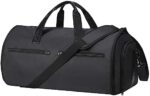Carry on Garment Bags for Travel – Large Suit Travel Bag Weekend Bag, Convertible Garment Duffel Bag with Shoe Pouch for Men Women, Black