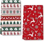 Christmas Decor Deer Snowflakes Kitchen Towels Set of 2,Holiday Dish Towels for Kitchen, Absorbent Hand Towel Tea Towels Gifts for Kitchen Home Farmhouse Christmas Party Decoration