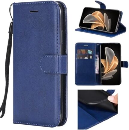 Compatible with Oppo A1 Pro 5G Cover,Compatible with Oppo Reno8 T 5G PU Leather Card Slot Magnetic Closure Flip Stand Wallet Protective Case Blue