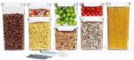 Crystal Clear Airtight Food Storage Containers with Lids, Plastic Canister Set for Kitchen Organization and Storage, for Flour, Sugar, Cereal, Rice, BPA Free Plastic 8-Pack with Different Sizes White