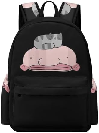 Cute Blobfish and Cat Laptop Backpack for Women Men Cute Shoulder Bag Printed Daypack for Travel Sports Work