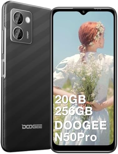DOOGEE Android 13 Smartphone N50 Pro 6.52'' HD+ Waterdrop Screen, Octa Core 20GB + 256GB(Expand 1TB), 4200mAh Battery, 50MP Triple Camera, Dual SIM, Smart PA K9 Amplifier, Face Unlocked Cell Phone