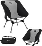 DRAXDOG Camping Chair, 2 Way Compact Backpacking Chair, Portable Folding Chair, Beach Chair with Side Pocket, headrest and Foot Rest, Lightweight Hiking Chair STMZ (Mesh-Black)