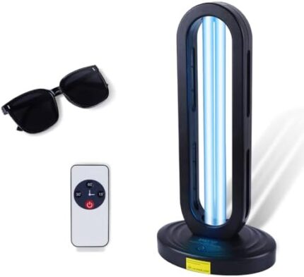 Dailytop UV Light Sanitizer,UVC Light Sanitizer for Room,Ultraviolet Light with 3- Speed Timing and Remote Control,38W 110V UV Lamp for Home,Kitchen, Baby Room,Office (Black)