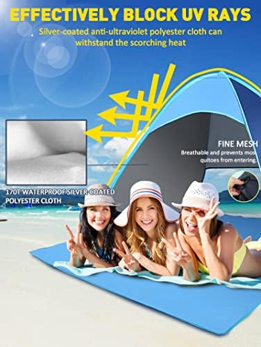 DaoProduct Beach Tent, Pop Up Tent, UPF50+ UV, Beach Shade Tent, Sun Shelter, Fit 2-3 Person, Camping, Family Picnics