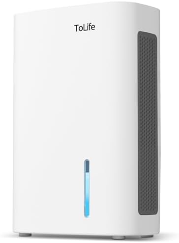 Dehumidifiers for Home, 62 OZ Water Tank, Dehumidifier for Room with Auto Shut Off (800 sq. ft) Portable Dehumidifier for Bathroom, Bedroom, 7 Colors LED Light, White