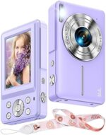 Digital Camera for Kids, 1080P Mini Camera with Lanyard 44MP Digital Point and Shoot Camera, Anti-Shake Vlogging Camera with 16X Zoom, Small Camera for Boys Girls Teens Students(Purple)