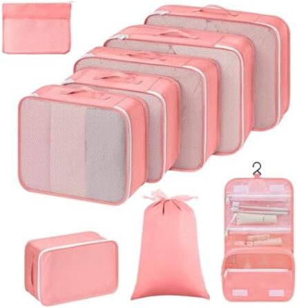 Easortm Packing Cubes, luggage organizer bags Packing Organizers Lightweight Packing Organizers for Luggage, Luggage Organizer for Travel Accessories.(Pink)