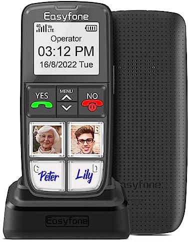 Easyfone T6 4G Unlocked Picture Button Cell Phone for Seniors | Easy-to-Use | Clear Sound | Easy Charging Dock | SOS Button | SIM Card Included | Suitable for Elderly, Dementia, Alzheimer's and Kids