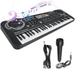 Electronic Digital Piano,61 key piano keyboard with Built-In Speaker Microphone, Portable Keyboard Gift Teaching for Beginners，Electronic Piano for kids, Birthday Gift for children(White)