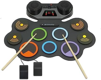 Electronic Drum Set For Kids, 9 Drum Pads & 2 Pedals In Kit - Headphone Jack in Drumset - Rechargeable Electric Drums Pad For Kid Age 8-12 - Gifts For Boys & Girls Ages 7 8 9 10 11 12 13+ Year Old