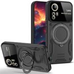 Ephoou Case for Xiaomi Redmi Note 12S with Ring Kickstand, Lens All-Inclusive Protection New Large Window Shockproof Anti-Scratch Armor Cover Case for Xiaomi Redmi Note 12S YD-Black
