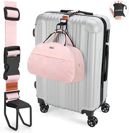 Exshoiu Luggage Hook Strap, J Hook for Luggage Strap Flight Attendant with Hands Free, Adjustable Travel Luggage Straps for Add a Bag Hook