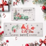 FRESHMINT Christmas Kitchen Mats for Floor 2 Piece Set Holiday Farmhouse Anti Fatigue Waterproof & Non-Skid Kitchen Rugs Cushioned Standing Washable Comfort Desk Kitchen Runners, Gnome Sweet