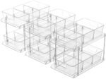 FabSpace Pull-out Home Organizer, 3 Pack 2 Tier Clear Bathroom Organizer with Dividers, Multipurpose Vanity Counter Tray, Kitchen, Closet Organizers, Cabinet & Storage Container Bins