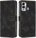 Flip Shockproof Case Compatible With Infinix Hot 12 Play Wallet Flip Phone Case Card Slot Holder Flip Cover Phone Case Wrist Strap Phone Case Compatible With Infinix Hot 12 Play ( Color : Black )