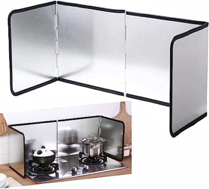 Foldable Stove Splatter Guard Grease Shield Nonstick Oil Stove Splash Guard Cooking Splatter Screen Kitchen Backsplash Protector For Stove Top Wall Gas Range Frying Pan Camping… (Height 40cm)