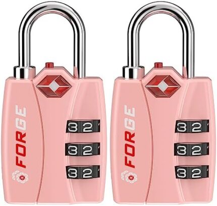 Forge Luggage Locks TSA Approved Luggage Locks, Small TSA Locks with Zinc Alloy Body, Open Alert, Easy Read Dials, for Travel Suitcase, Bag, Backpack, Cases, Lockers. Pink 2 Locks.