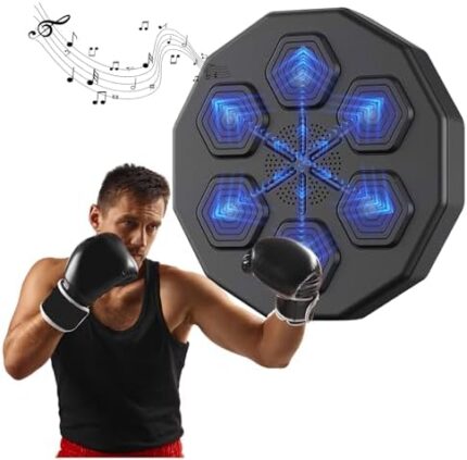 Fundrem Electronic Music Boxing Machine, Smart Boxing Training Equipment, Boxing Game Trainer, Fun, Wall Mounted Punching Pad Bag with Stand, Boxing Target Workout Machine