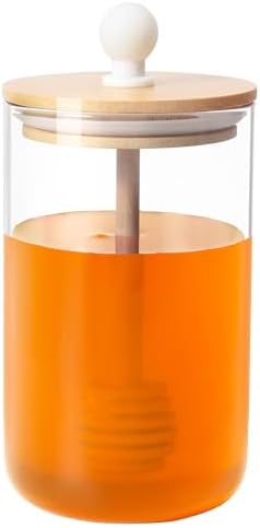 GIVAMEIHF12oz Honey Pot,Glass Honey Jar with Dipper Stick,Honey Containers with Dipper,Honey Dispenser,Honey Jar for Storing Honey,For Christmas Gift,Home Kitchen