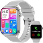HGYPK 1.85" Smart Watch with 341PPI Retina Screen for Men Women Bluetooth Call, IP68 Waterproof Fitness Tracker Watch with 37 Sports Mode, Smartwatch with Sleep Monitor/Steps (Silver)