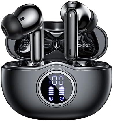 HKERR Wireless Earbuds, 50Hrs Playtime Bluetooth Earbuds Built in Noise Cancellation Mic with Charging Case, Bluetooth Headphones with Stereo Sound, IPX7 Waterproof Ear Buds for iPhone and Android