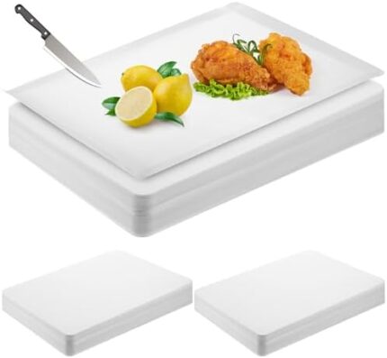 Hushee 120 Count Disposable Cutting Board Sheets Disposable Sheets 10 x 13 Inch Flexible Plastic Sheet Cutting Mat Large Chopping Boards for Kitchen Cooking Traveling Camping Tailgating BBQ Commercial