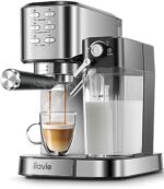ILAVIE 6-in-1 Espresso Coffee Machine Built-In Automatic Milk Frother, 20 Bar Espresso & Cappuccino & Latte Maker with 34 oz Removeable Water Tank, Ideal for Home Use, Stainless Steel