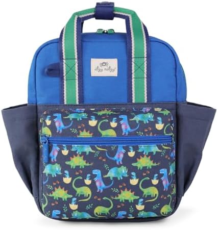 Itzy Ritzy Kid's Toddler Backpack, Blue Dinosaur, Small
