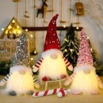 KAHF 3Pcs Christmas Gnomes Gift Plush with Light, 12" Handmade Swedish Santa Gnomes Plush Sequin Hat Christmas Decor at Night Elf Christmas Decorations Indoor Gift Xmas Table Decor