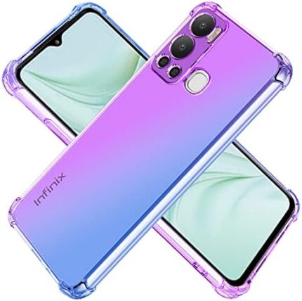 KOARWVC Case for Infinix Hot 12 Case, X6817B Case, Crystal Clear Case Gradient Slim Anti Scratch TPU Shockproof Protective Phone Cases Cover for Infinix hot 12 (Purple/Blue)