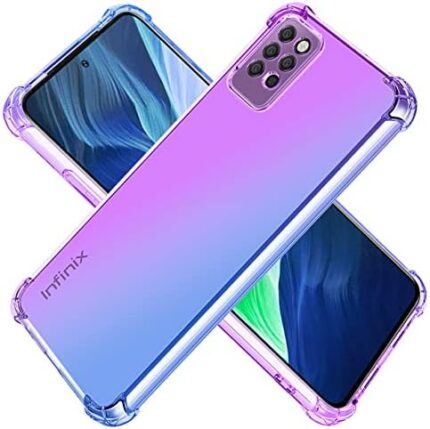 KOARWVC Case for Infinix Note 10 Pro Case, Note 10 Pro NFC X695 Case, Crystal Clear Case Gradient Slim Anti Scratch TPU Shockproof Protective Phone Cases Cover for Infinix Note 10 pro (Purple/Blue)