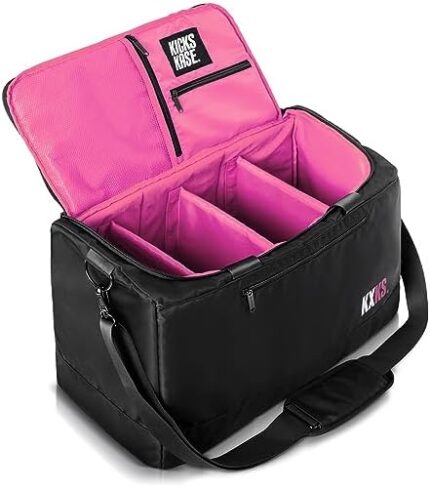 KXKS. Kicks Kase Essential Sneaker Duffle Bag - Travel Duffel Bags for Shoes, Travel Sneaker Bag, Perfect Gym Sports Bag, Traveling & Luggage, Heavy Duty Travel Accessories (Black/Pink)