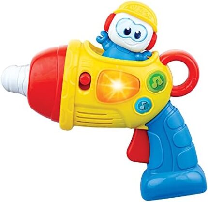 Kiddolab The Little Builder Drill - Kids Musical Spinning Drill Toy with Easy to Press Button, Flashing Lights - Toddler Power Tools with Music & Robot Builder Figure - Gift for Babies Age 6 Months Up