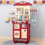 Kids Kitchen Playset for Toddlers Girls, Toy Kitchen Sets Pretend Play Food Toys for Kids Girls Ages 3 4 5 6 7 8, Kitchen Accessories Set Play Kitchen Playset with Light Sound Spray for Kid Toddler