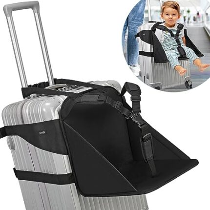 Kids Travel Seat, Ride on Suitcase for Kids, Carry On Luggage Seat for Toddler, Portable Foldable Luggage with Seat for Kids with Seat Belt - Made Travel Easier